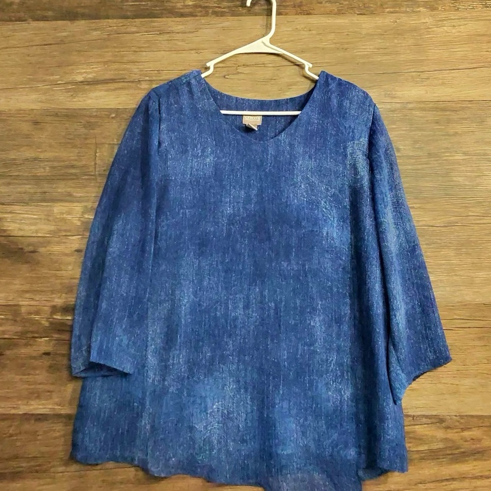 Chico's Deep Blue V-Neck Blouse